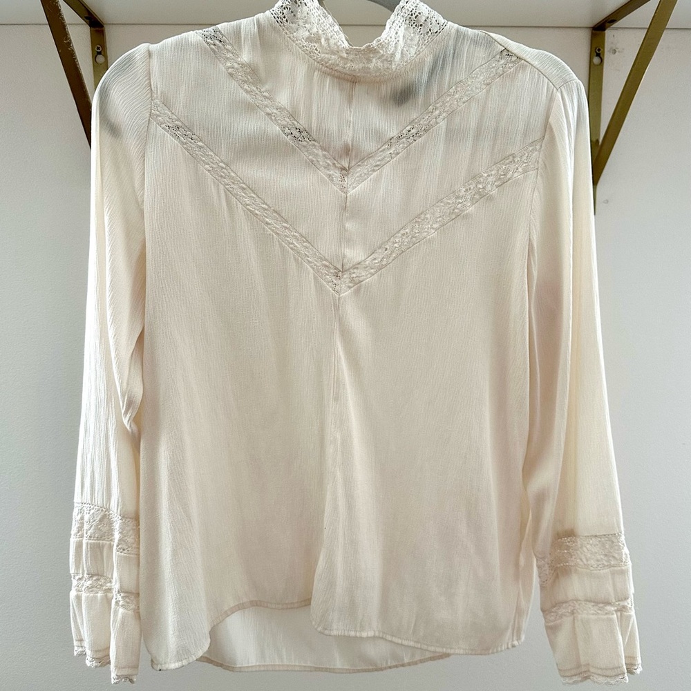 Zara Cream Ruffled Bib Collar Blouse